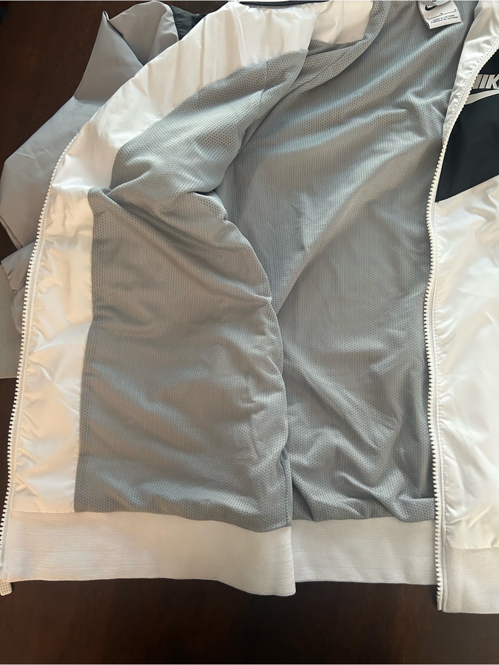 Nike Hooded Colorblock Jacket in Black, Light Gray, White - Picture 5 of 6